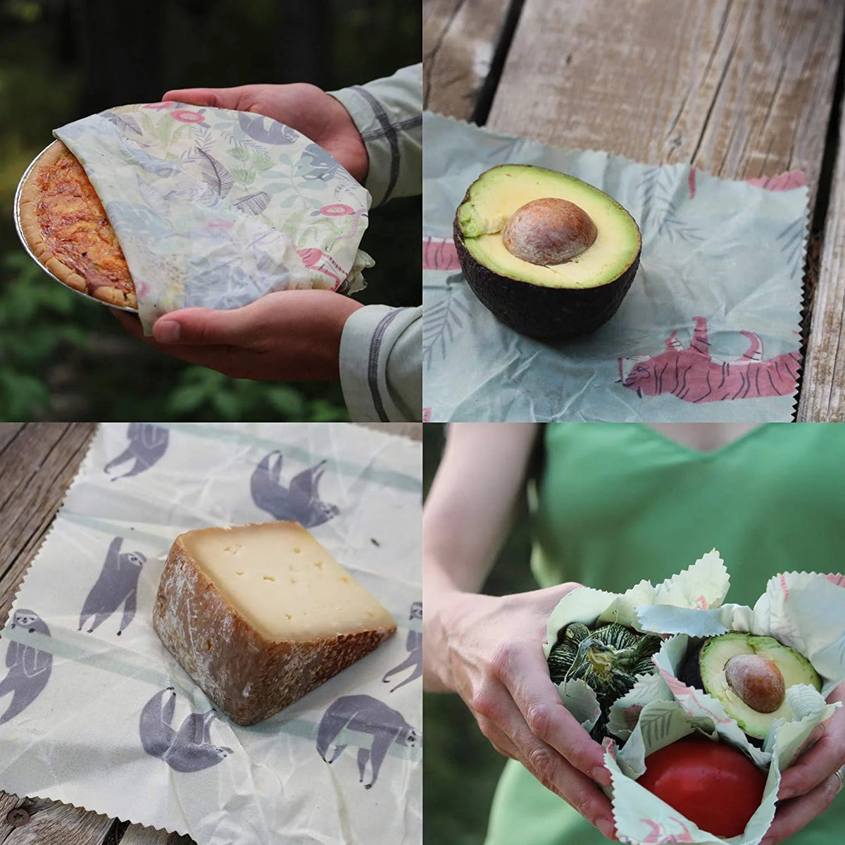 Reusable Beeswax Food Wraps (5-Pack) – Eco-Friendly, Organic & Sustainable Alternative to Plastic Wrap | 3 Small, 1 Medium, 1 Large | Washable, Reusable, Zero-Waste Kitchen Covers